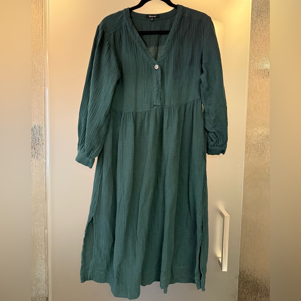 Madewell Cotton Gauze Textured Midi Dress